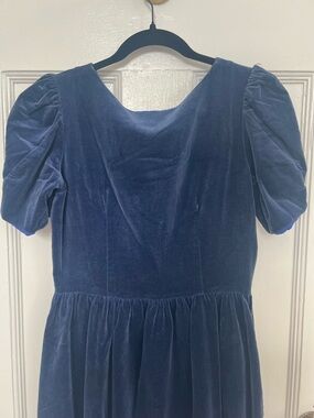 Lanz Original Navy Velvet Dress with Blue Lining